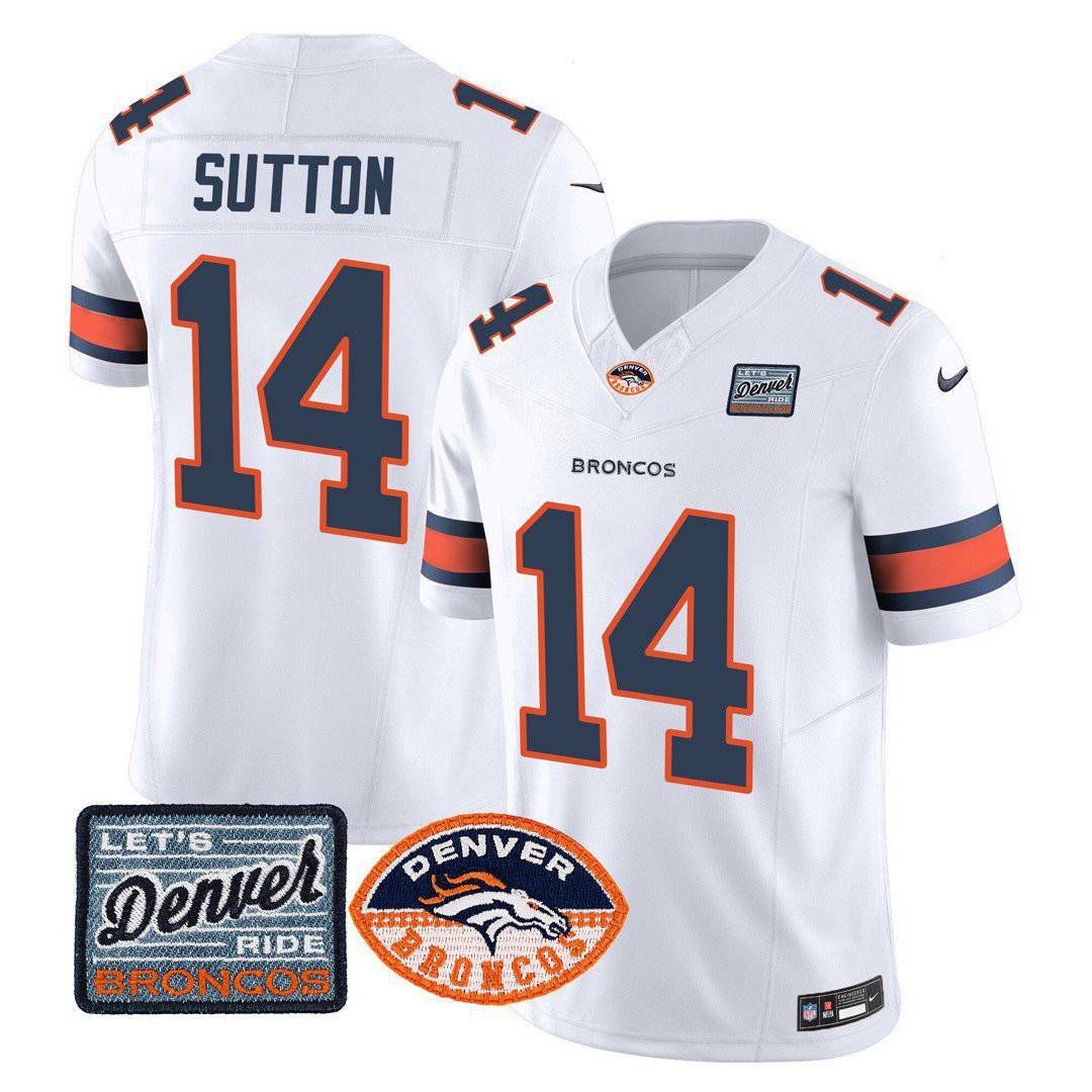 Men Denver Broncos #14 Sutton White 2024 Nike Logo Patch Limited NFL Jersey->indianapolis colts->NFL Jersey